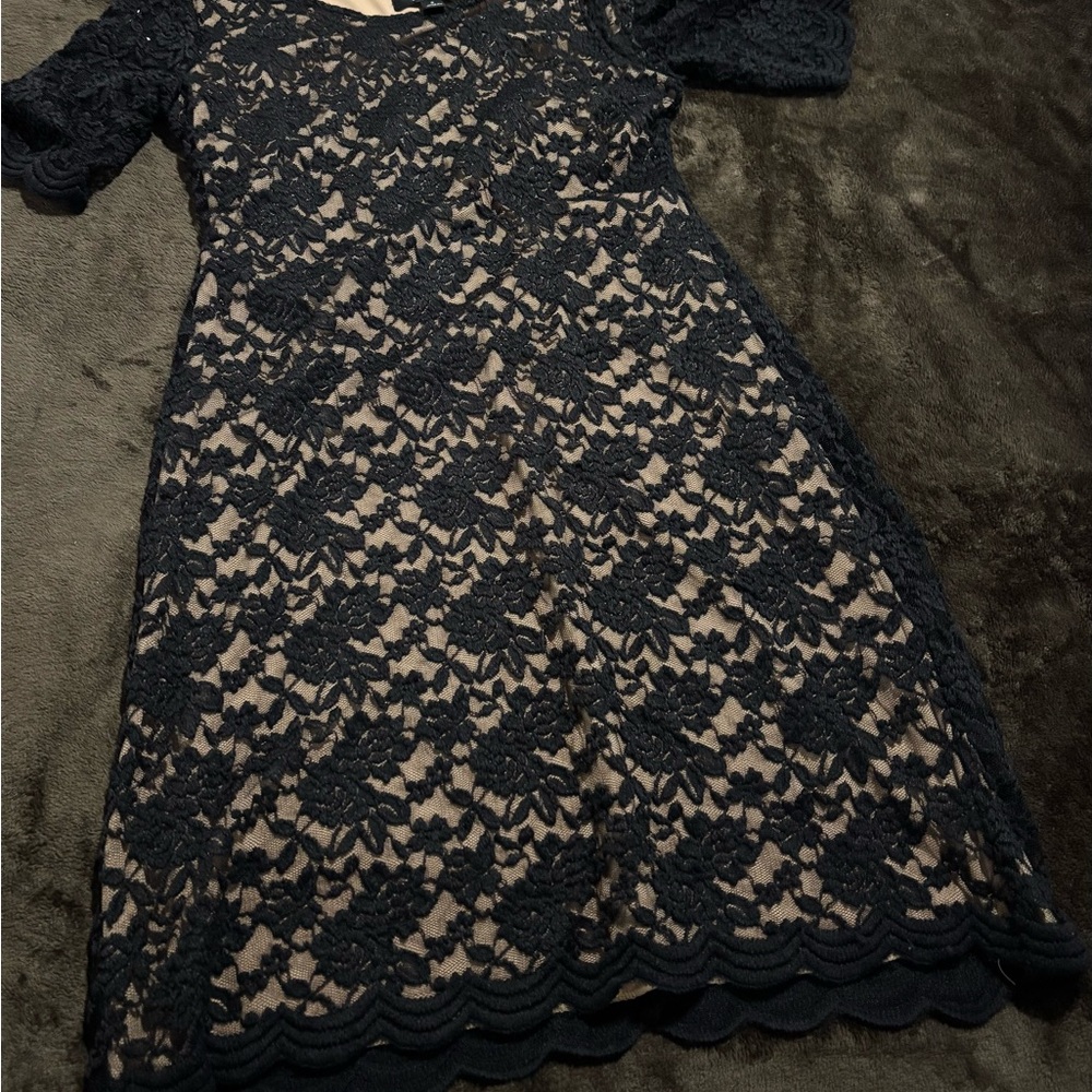 Connected Apparel Black Lace Midi Dress